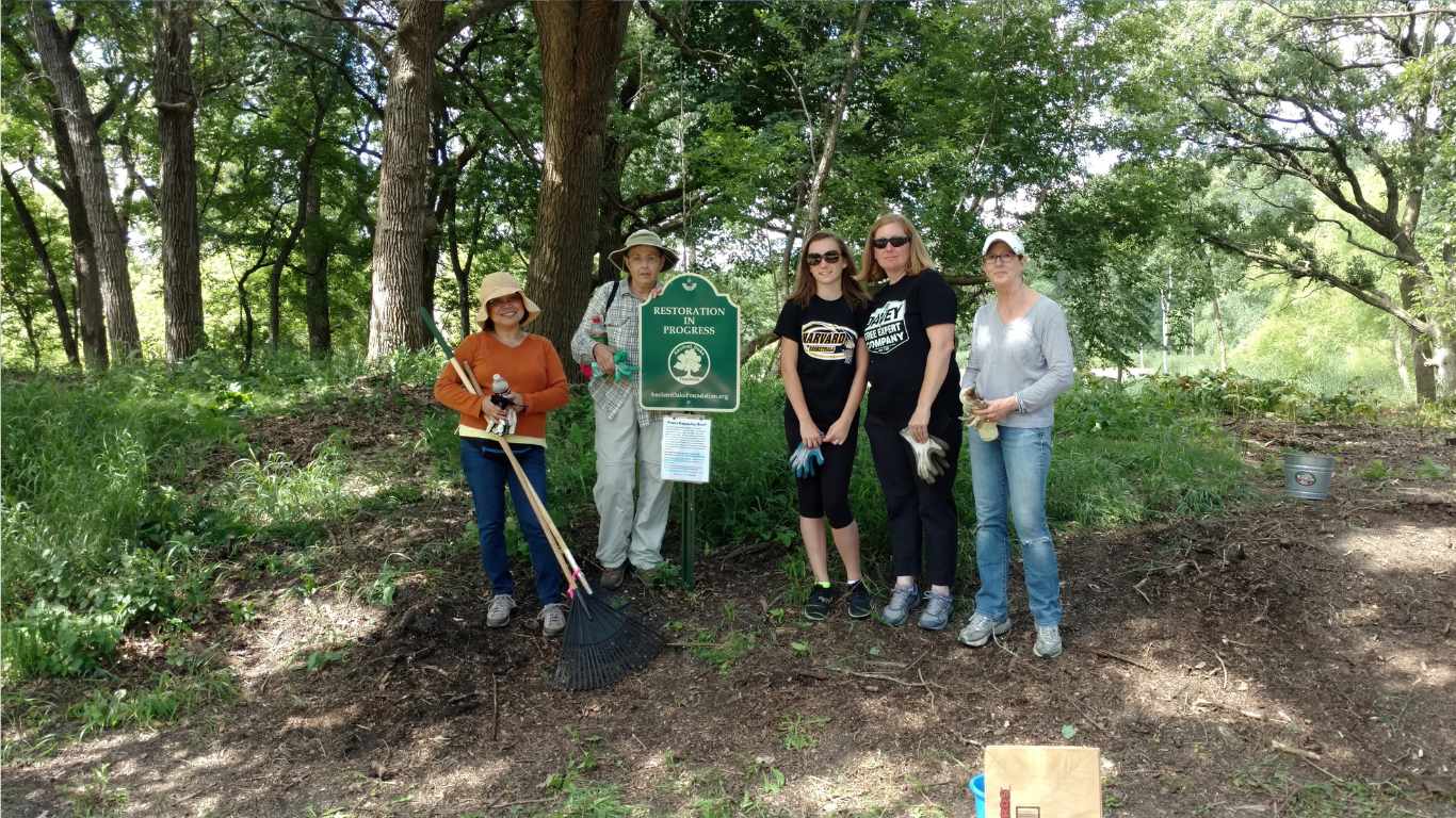 volunteers outside